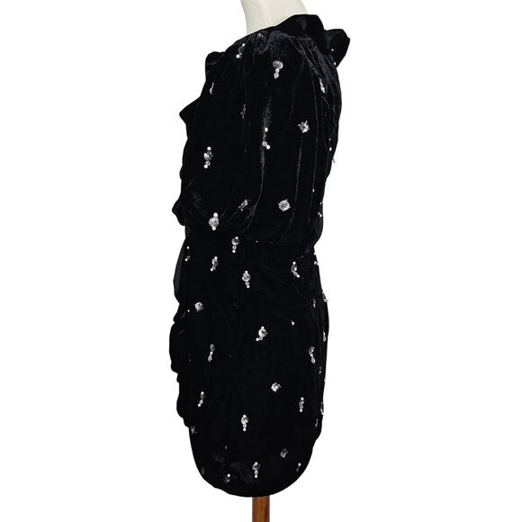 Anthropologie's Maeve Short-Sleeve Embellished Velvet Mini Dress - Picture 8 of 14